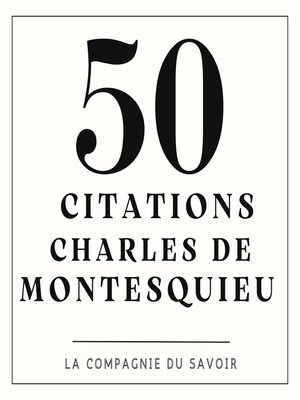 cover image of 50 citations de Charles De Montesquieu